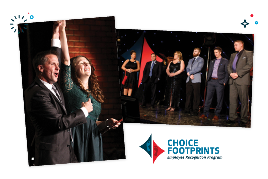 Choice Bank employees performing skits.