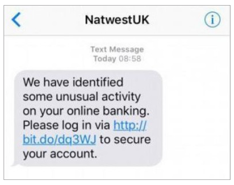 SMS Phishing Example.