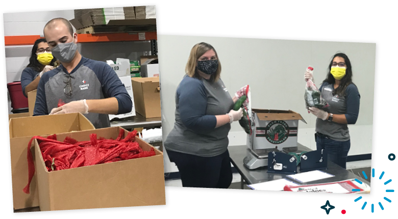 Volunteering at the food bank.