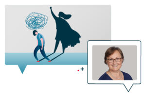 headshot and graphic