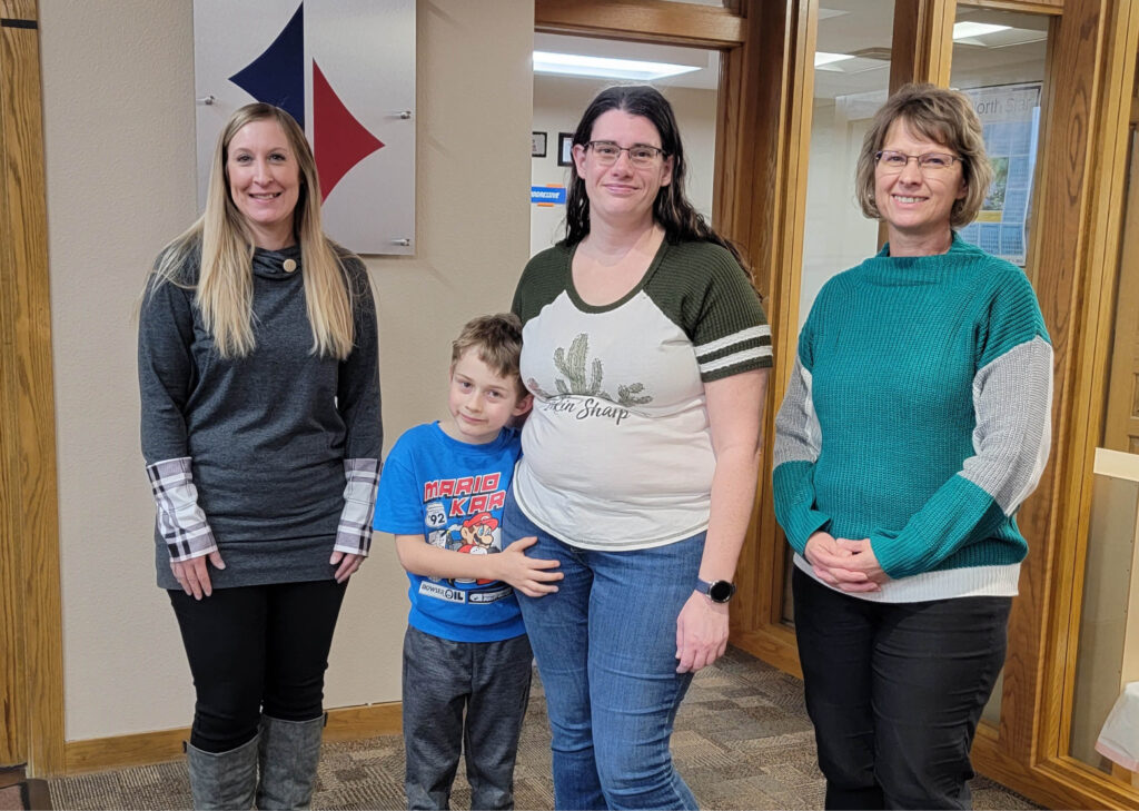 Woman and child in Bank